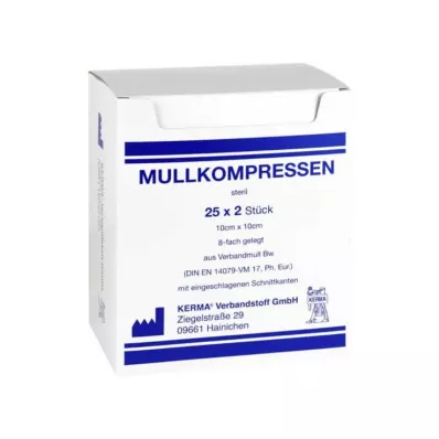 Marlės kompresai 10x10 cm sterilūs 8 kartų BW, 25x2 vnt