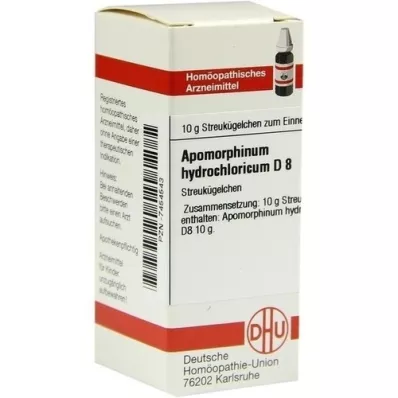 APOMORPHINUM HYDROCHLORICUM D 8 rutuliukai, 10 g