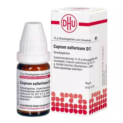 CUPRUM SULFURICUM D 12 rutuliukų, 10 g