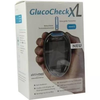 GLUCOCHECK XL Gliukozės kiekio kraujyje matuoklio rinkinys mmol/l, 1 vnt