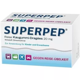 SUPERPEP Kelioninė kramtomoji guma Dragees 20 mg, 20 vnt