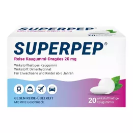 SUPERPEP Kelioninė kramtomoji guma Dragees 20 mg, 20 vnt