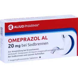 OMEPRAZOL AL 20 mg b.Sodbr.skrandžio sulčių tabletės, 7 vnt