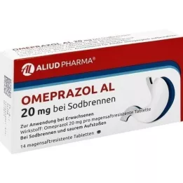 OMEPRAZOL AL 20 mg b.Sodbr.skrandžio sulčių tabletės, 14 vnt