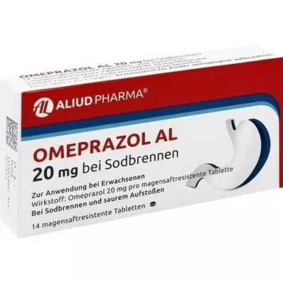 OMEPRAZOL AL 20 mg b.Sodbr.skrandžio sulčių tabletės, 14 vnt