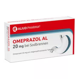 OMEPRAZOL AL 20 mg b.Sodbr.skrandžio sulčių tabletės, 14 vnt