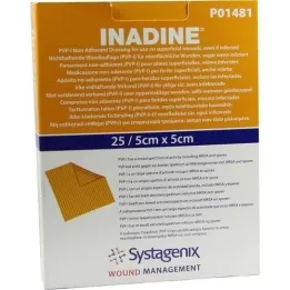 INADINE Tepalas iš marlės w. PVP Jod. 5x5 cm, 25 vnt