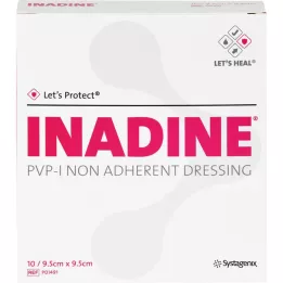 INADINE Tepalinė marlė š. PVP Jod. 9,5x9,5 cm, 10 vnt