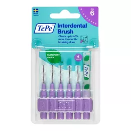 TEPE Tarpdančių šepetėlis Original 1,1 mm ISO 6 violetinės spalvos, 6 vnt