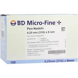 BD MICRO-FINE+ 8 plunksninės adatos 0,25x8 mm, 100 vnt