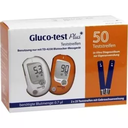 GLUCO TEST Plus gliukozės kiekio kraujyje nustatymo juostelės, 50 vnt