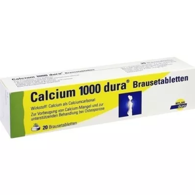 CALCIUM 1000 dura putojančių tablečių, 20 vnt