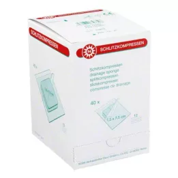 SCHLITZKOMPRESSEN 7,5x7,5 cm sterilūs 12 kartų, 40X2 vnt
