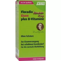 FLORADIX Geležies ir B grupės vitaminų kapsulės, 40 vnt