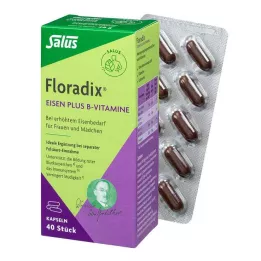 FLORADIX Geležies ir B grupės vitaminų kapsulės, 40 vnt