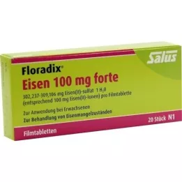 FLORADIX Geležis 100 mg forte plėvele dengtos tabletės, 20 vnt