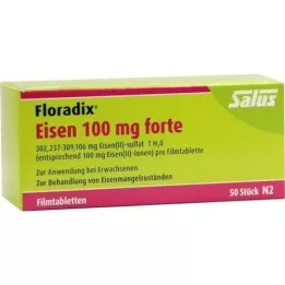 FLORADIX Geležis 100 mg forte plėvele dengtos tabletės, 50 vnt