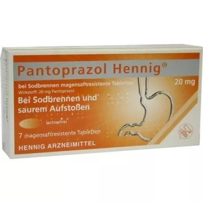 PANTOPRAZOL Hennig nuo rėmens 20 mg msr. tabletės, 7 vnt