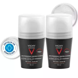 VICHY HOMME Dezodorantas ritininis antiperspirantas 72h DP, 2X50 ml