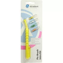 PIC BRUSH Įvadinis rinkinys geltonas 1 rankena + 4 šepetėliai, 1 P