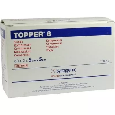 TOPPER 8 Compr.5x5 cm sterilūs, 60X2 vnt