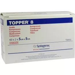 TOPPER 8 Compr.5x5 cm sterilūs, 60X2 vnt