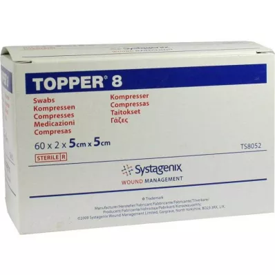 TOPPER 8 Compr.5x5 cm sterilūs, 60X2 vnt