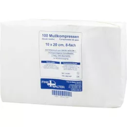 MULLKOMPRESSEN 10x20 cm nesterilūs 8x, 100 vnt
