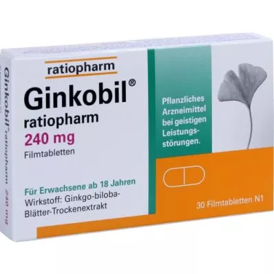 GINKOBIL-ratiopharm 240 mg plėvele dengtos tabletės, 30 vnt