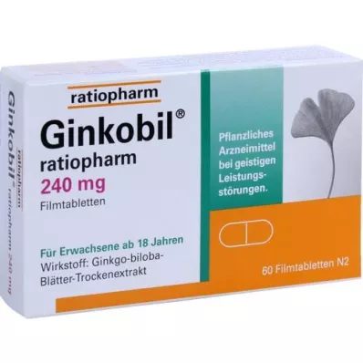 GINKOBIL-ratiopharm 240 mg plėvele dengtos tabletės, 60 vnt