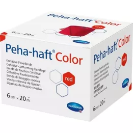 PEHA-HAFT Spalvota fiksavimo juosta be latekso 6 cmx20 m raudona, 1 vnt