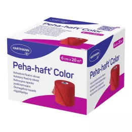 PEHA-HAFT Spalvota fiksavimo juosta be latekso 6 cmx20 m raudona, 1 vnt