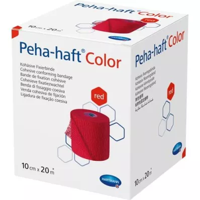PEHA-HAFT Spalvota fiksavimo juosta be latekso 10 cmx20 m raudona, 1 vnt