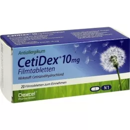 CETIDEX 10 mg plėvele dengtos tabletės, 20 vnt