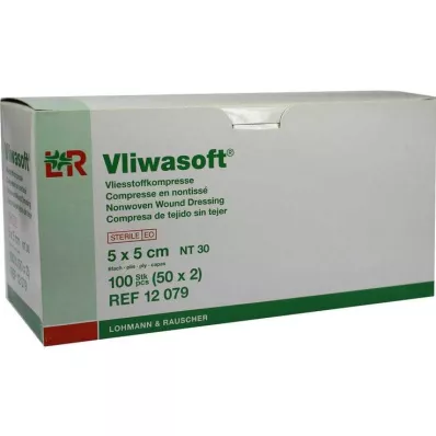 Vliwasoft vilnos kompresai 5x5cm 6 sluoksnių sterilūs, 50x2 vnt
