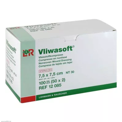 VLIWASOFT Neaustiniai kompresai 7,5x7,5 cm sterilūs 6l, 50X2 vnt
