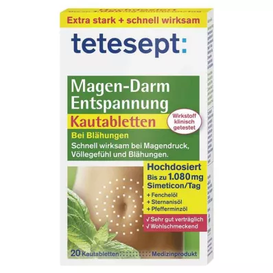 Tetesept virškinamąjį traktą atpalaiduojančios kramtomosios tabletės, 20 vnt