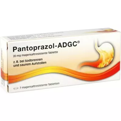 PANTOPRAZOL ADGC 20 mg enterinėmis plėvele dengtos tabletės, 7 vnt