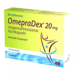 Omepradex 20 mg enterine danga dengtos kietos kapsulės, 14 vnt