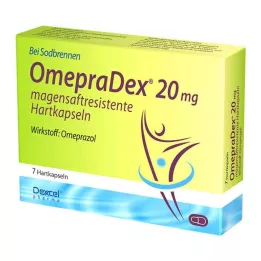 Omepradex 20 mg enterine danga dengtos kietos kapsulės, 7 vnt