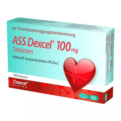 ASS Dexcel 100 mg tabletės, 100 vnt ASS Dexcel 100 mg tabletės, 100 vnt
