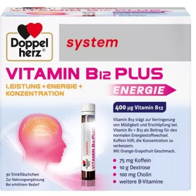 DOPPELHERZ Vitamin B12 Plus sistemos geriamosios ampulės, 30X25 ml