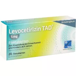 LEVOCETIRIZIN TAD 5 mg plėvele dengtos tabletės, 20 vnt