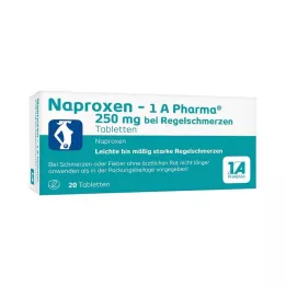 NAPROXEN-1A Pharma 250 mg tabletės menstruacijų skausmui malšinti, 20 vnt