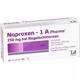 NAPROXEN-1A Pharma 250 mg tabletės menstruacijų skausmui malšinti, 30 vnt