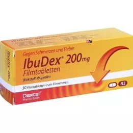 IBUDEX 200 mg plėvele dengtos tabletės, 50 vnt