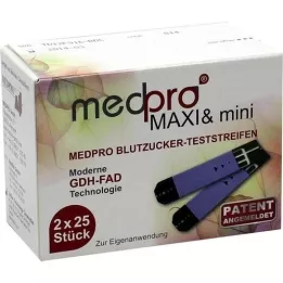 MEDPRO Maxi &amp; mini gliukozės kiekio kraujyje nustatymo juostelės, 2X25 vnt