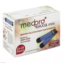 MEDPRO Maxi &amp; mini gliukozės kiekio kraujyje nustatymo juostelės, 2X25 vnt