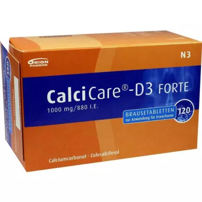 CALCICARE D3 forte putojančios tabletės, 120 vnt