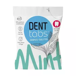 DENTTABS Dantų šepetėlio tabletės stevijos mėtos su fluoridu, 125 vnt